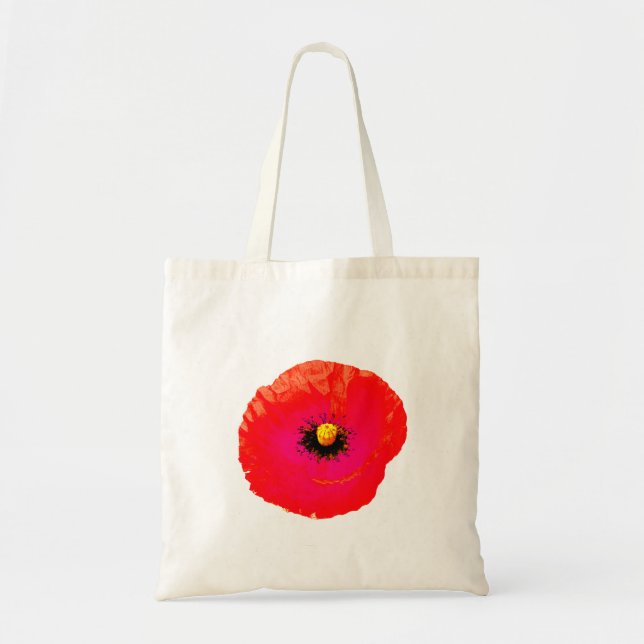 Red Poppy Flower Artsy Floral Weddings Bridesmaid Tote Bag (Front)