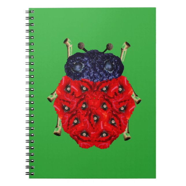 Red Poppy Flower Beetle Graphic Notebook (Front)