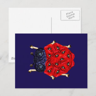 Red Poppy Flower Beetle Graphic Postcard