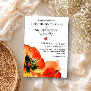 Red Poppy Flower Botanical Summer Wedding Invitation