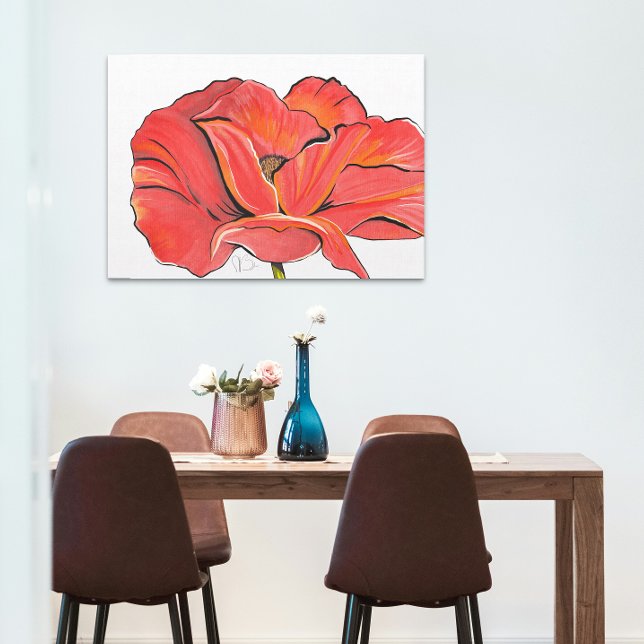Red  Poppy Flower Contemporary Acrylic Painting Canvas Print (Creator Uploaded)