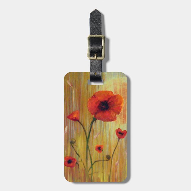 Red Poppy Flower Custom Luggage Tag (Front Vertical)