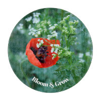 Red Poppy Flower Decorative Glass Plate | Floral A