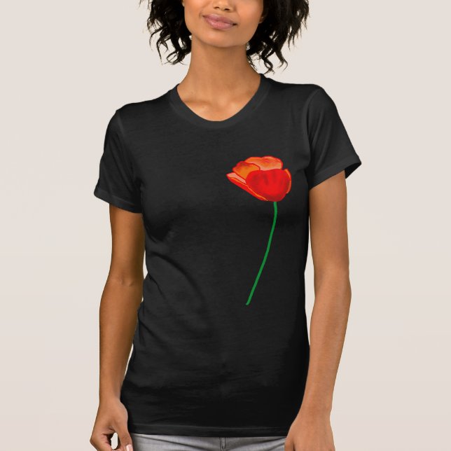 Red Poppy Flower Illustration T-Shirt (Front)