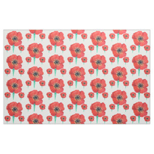 Red poppy flower paint fabric