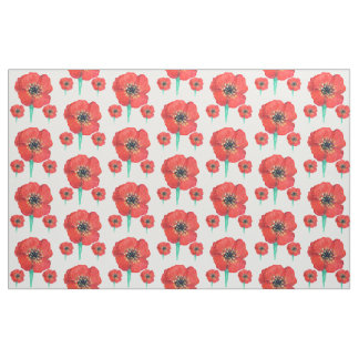 Red poppy flower paint fabric