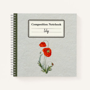 Red Poppy Flower Personalised Composition Notebook