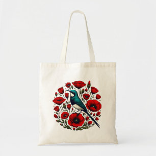 Red Poppy Flower Poppies Sunbird Abstract Artwork Tote Bag