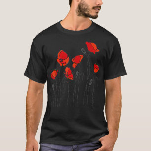Red Poppy flower, Red Botanical Poppies, Poppy T-Shirt