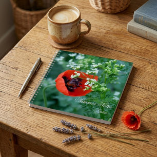Red Poppy Flower Summer Notes Personalised Noteboo Notebook