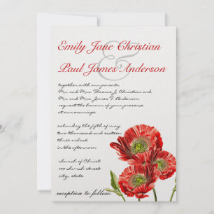 Red Poppy Flower Wedding Invitation