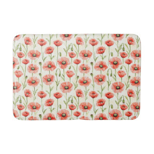 Red Poppy Flowers Birthday Bath Mat
