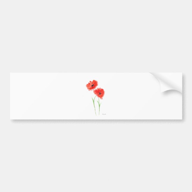 Red poppy flowers bumper sticker (Front)