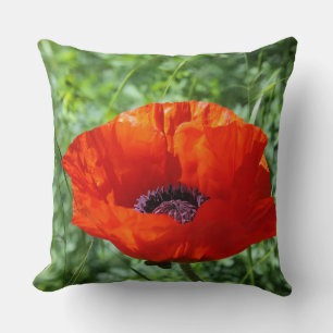 Red Poppy Flowers Colorful Floral Abstract red Cushion