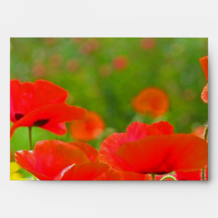 Red Poppy Flowers Envelopes Greeting Cards