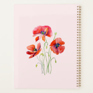 red poppy  flowers  hand painted planner