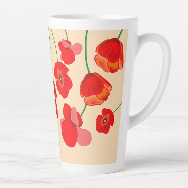 Red Poppy Flowers   Latte Mug (Right)