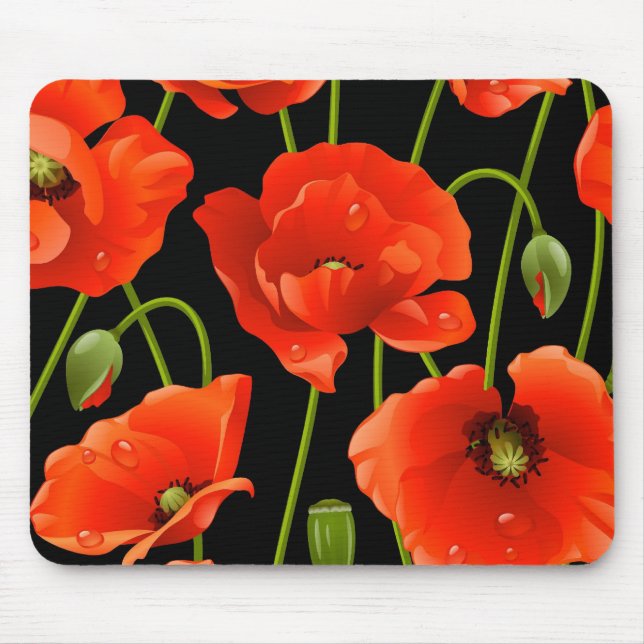 Red Poppy Flowers Mouse Pad (Front)