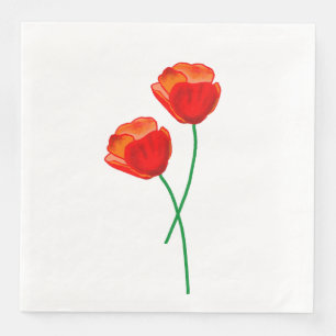 Red Poppy Flowers Napkin