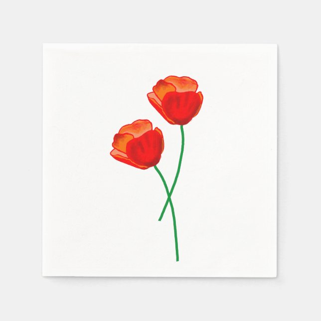 Red Poppy Flowers Napkin (Front)