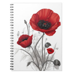 Red Poppy Flowers Notebook