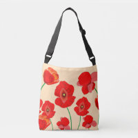Red Poppy Flowers on Beige Background Illustration