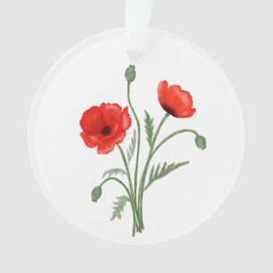 Red Poppy Flowers Ornament