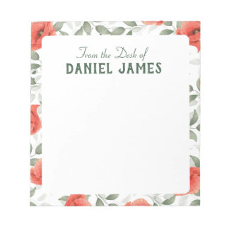 Red Poppy Flowers Personalised Notepad