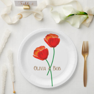 Red Poppy Flowers Personalised Paper Plate