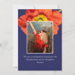 Red Poppy Flowers Photo Frame Modern Graduation Announcement