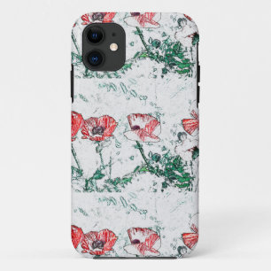 Red Poppy Flowers Poppies Sketch Case-Mate iPhone Case