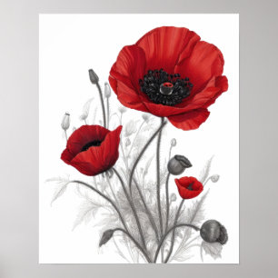 Red Poppy Flowers Poster