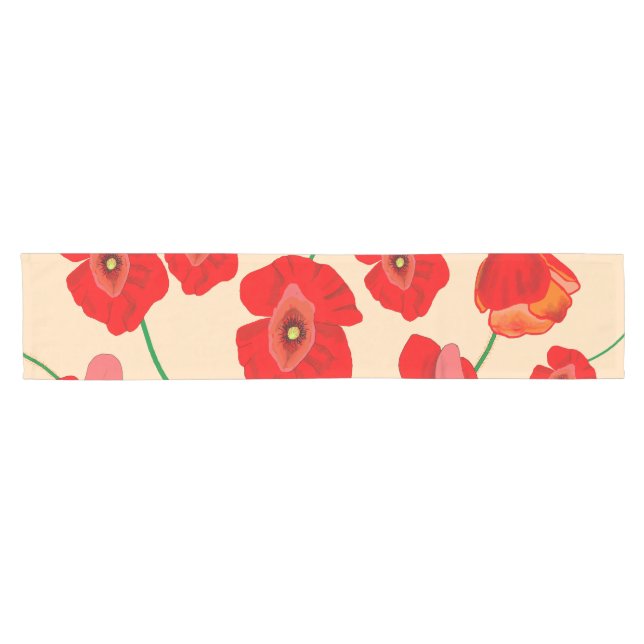 Red Poppy Flowers   Short Table Runner (Horizontal)