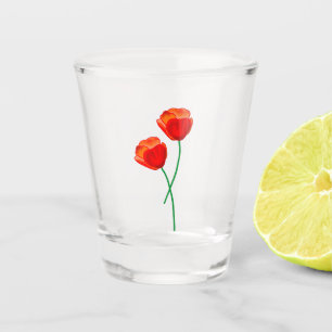 Red Poppy Flowers Shot Glass