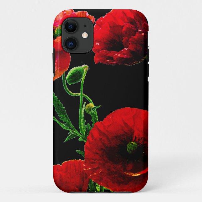 Red Poppy Flowers Spring Summer Garden Black Case-Mate iPhone Case (Back)