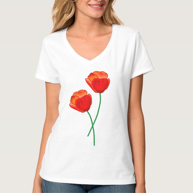 Red Poppy Flowers T-Shirt (Front)