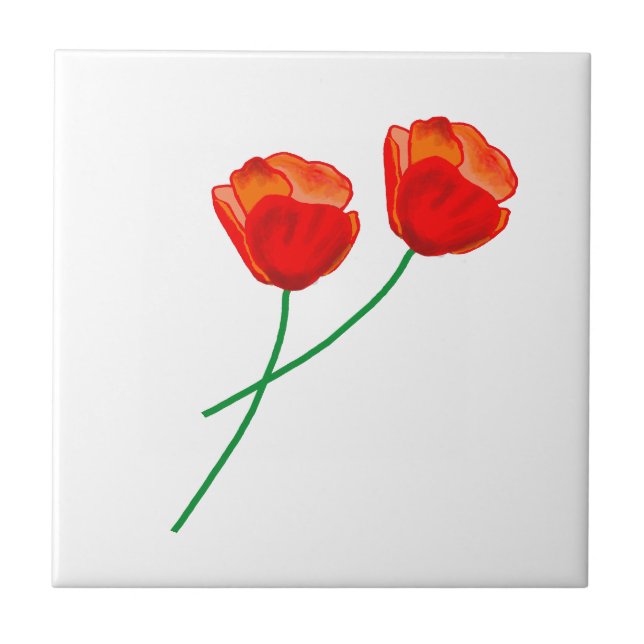 Red Poppy Flowers   Tile (Front)