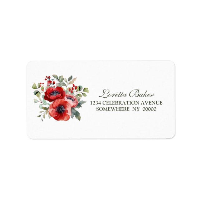 Red Poppy Flowers Wedding Label (Front)
