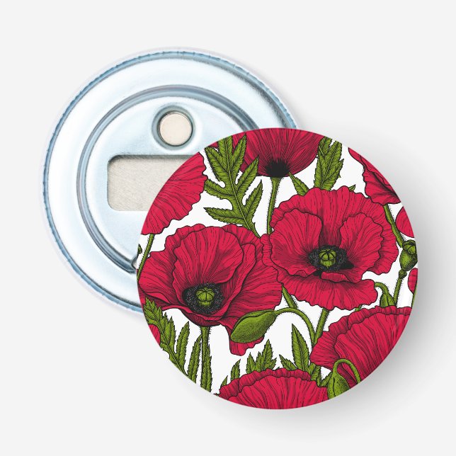 Red Poppy garden 2 Bottle Opener (Front)