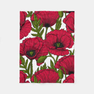 Red Poppy garden 2 Fleece Blanket