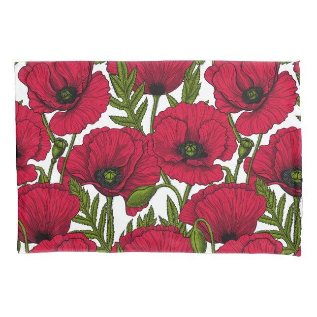 Red Poppy garden 2 Pillowcase (Front)