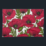 Red Poppy garden 2 Tea Towel<br><div class="desc">Vector pattern made of hand-drawn poppies.</div>