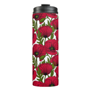 Red Poppy garden 2 Thermal Tumbler