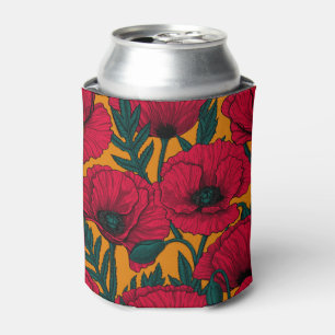Red poppy garden can cooler