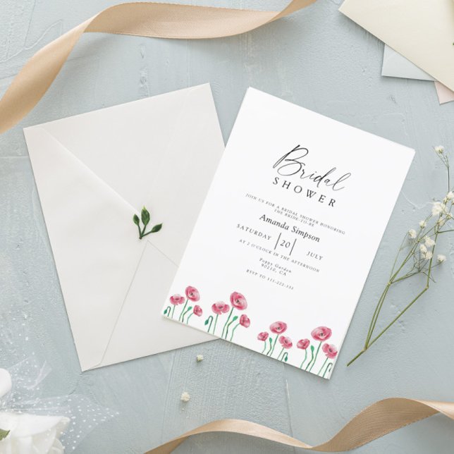 Red Poppy Garden Floral Bridal Shower Invitation (Creator Uploaded)