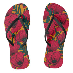 Red poppy garden jandals