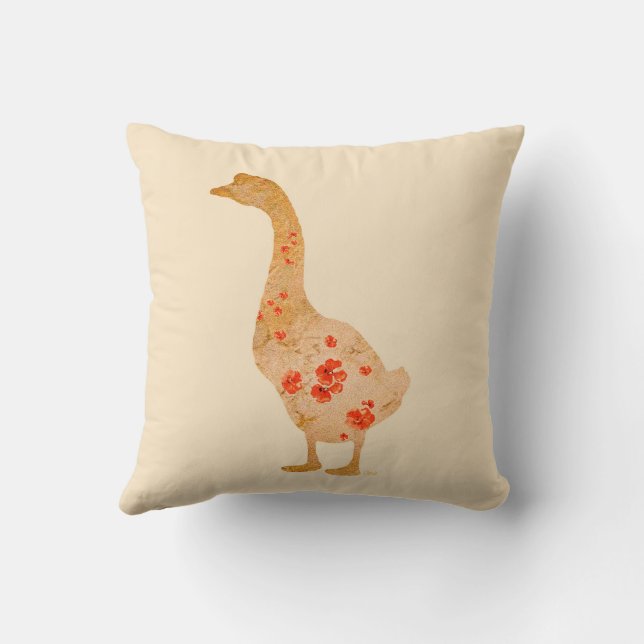 Red Poppy Goose Cushion (Back)