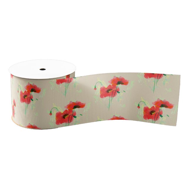 Red poppy grosgrain ribbon (Spool)