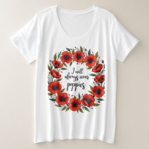 Red poppy honouring veterans plus size T-Shirt