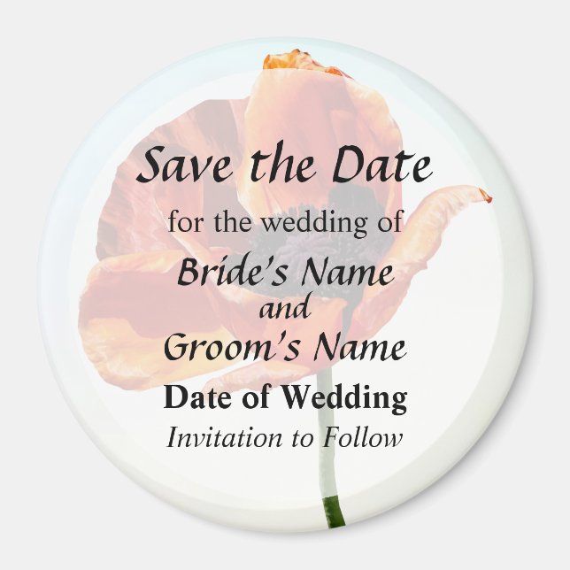 Red Poppy in Sunshine Save the Date Magnet (Front)